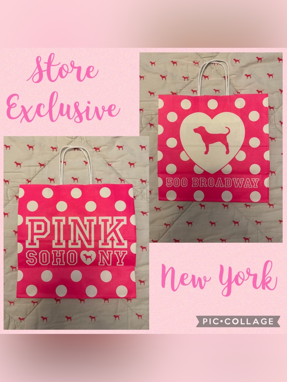 VS PINK LIMITED EDITION STORE EXCLUSIVE  SOHO NYC NEW YORK SHOPPING BAG DOG PUP